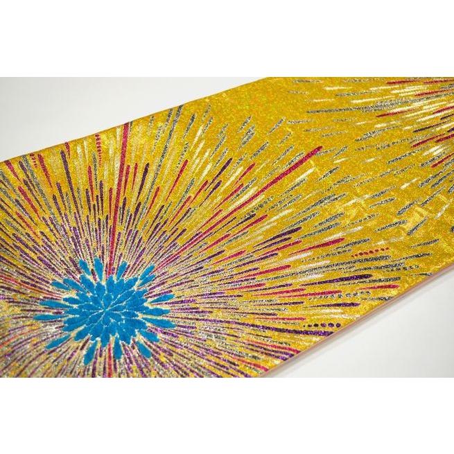 京都 西陣織 袋帯 金糸刺繍 花火 柄 振袖 訪問着 用 金 (お仕立て  