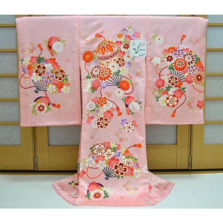お宮参り着物 女の子 産着 初着 祝着 女 手鞠 刺繍 小花 金彩 ピンク
