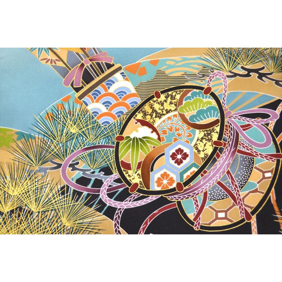 お宮参り 着物 男 正絹初着 男の子産着 祝着 兜 刺繍 古典 黒地