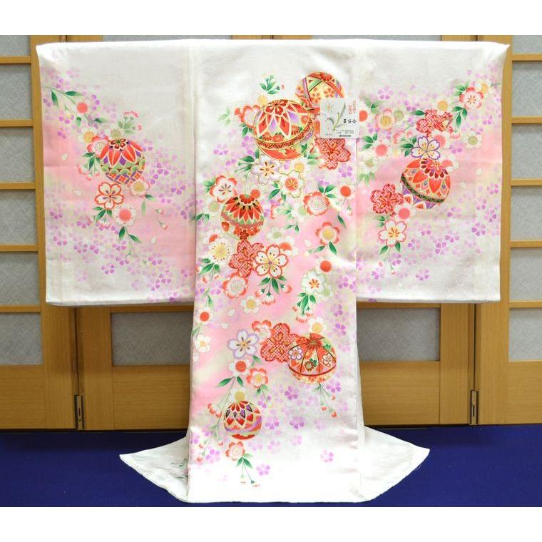 お宮参り着物 女の子 赤ちゃん着物 産着 初着 花車 金箔 蝶 Om L 464 名入れ印鑑セット お守りフードセット 贈答用化粧箱 保存用たとう紙 プレゼント 当店限定販売