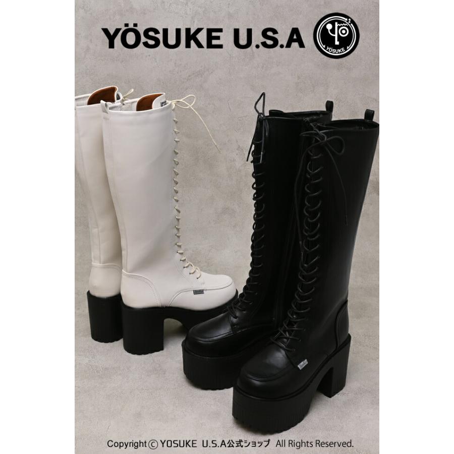 YOSUKE（ヨースケ） 厚底 レースアップブーツ ロング レディース 歩き 