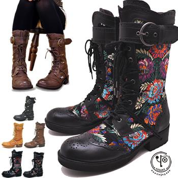 YOSUKE（ヨースケ） レースアップブーツ レディース ミドル丈 本革