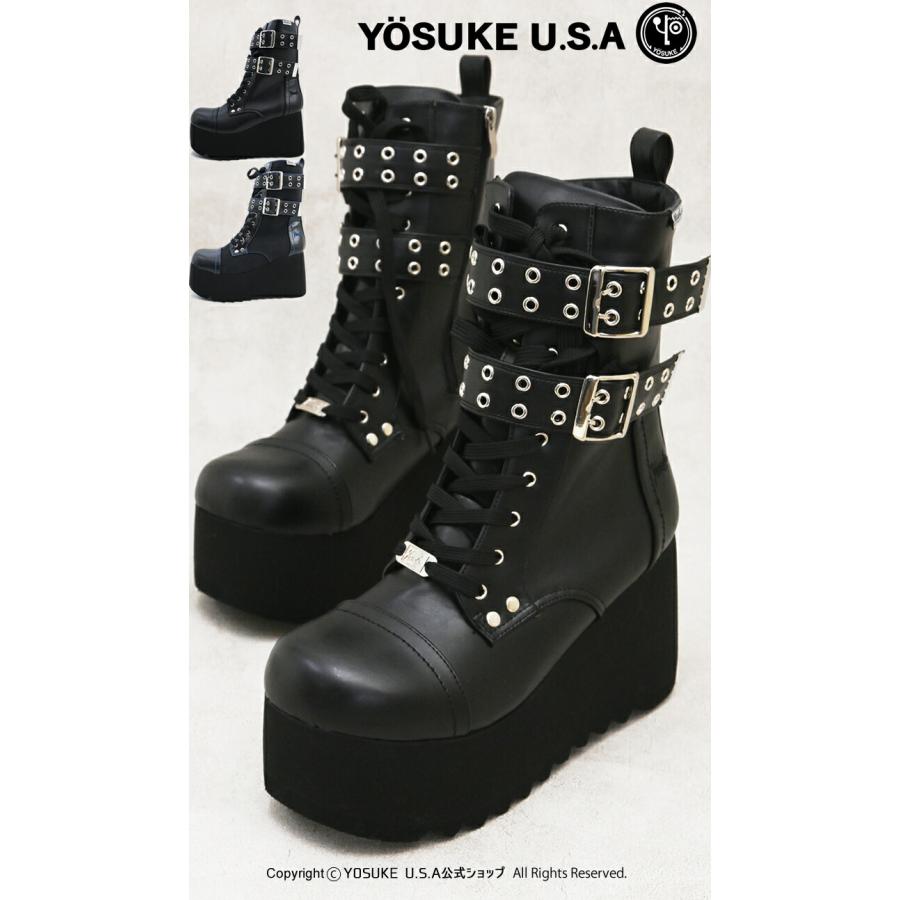 YOSUKE（ヨースケ） 厚底ブーツ メンズ レースアップブーツ スタッズ