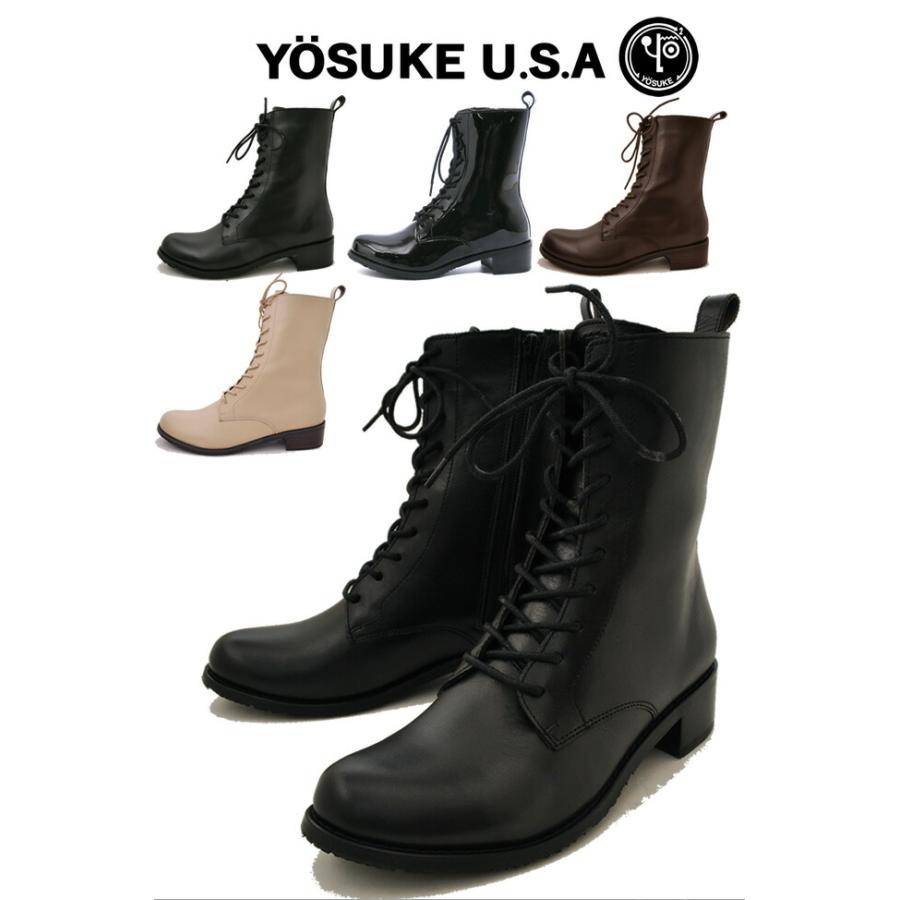 YOSUKE（ヨースケ） レースアップブーツ レディース 本革 ショート