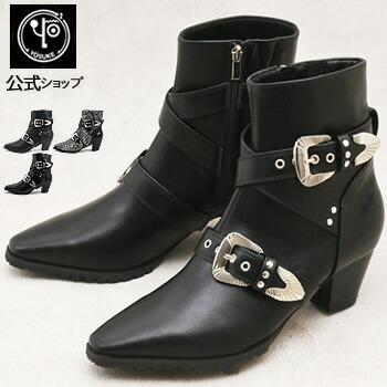 YOSUKE（ヨースケ） バックル付き ショートブーツ ウエスタンブーツ風