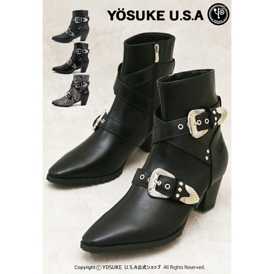 YOSUKE（ヨースケ） バックル付き ショートブーツ ウエスタンブーツ風