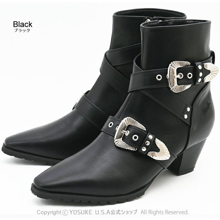 YOSUKE（ヨースケ） バックル付き ショートブーツ ウエスタンブーツ風