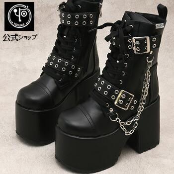 YOSUKE（ヨースケ） 厚底レースアップブーツ レディース 13cm ヒール