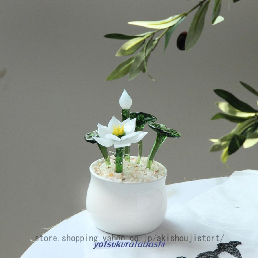 アート ガラス 花 置物 手作り 吹きガラス クリスタル 花のオブジェ
