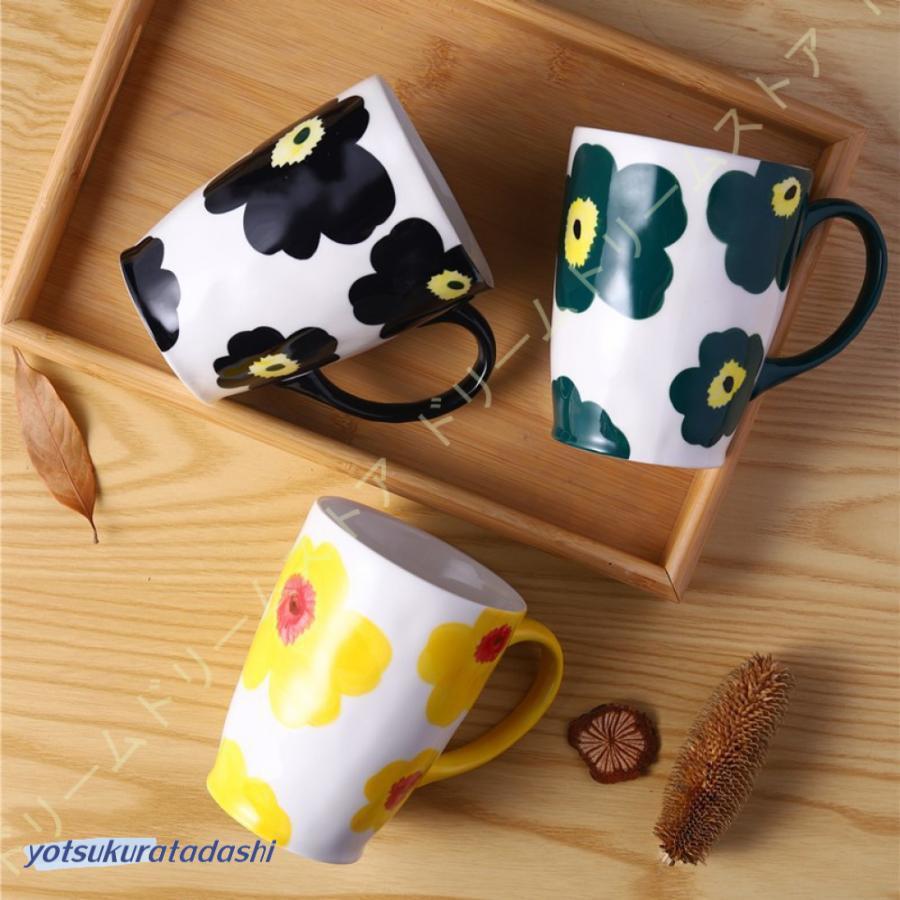 爆買 マグカップ レッド 500ml マグ コップ コーヒーカップ 花柄 北欧