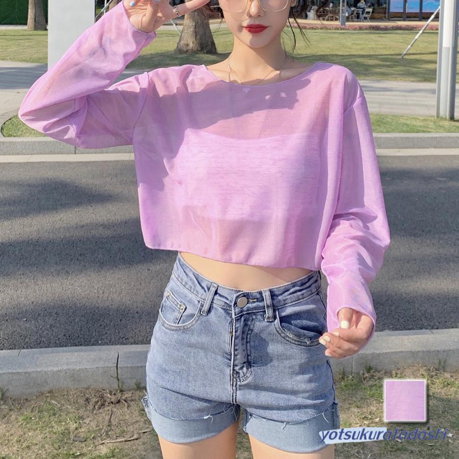 クロップドシアーTシャツ レディース 10代 20代 30代 韓国ファッション
