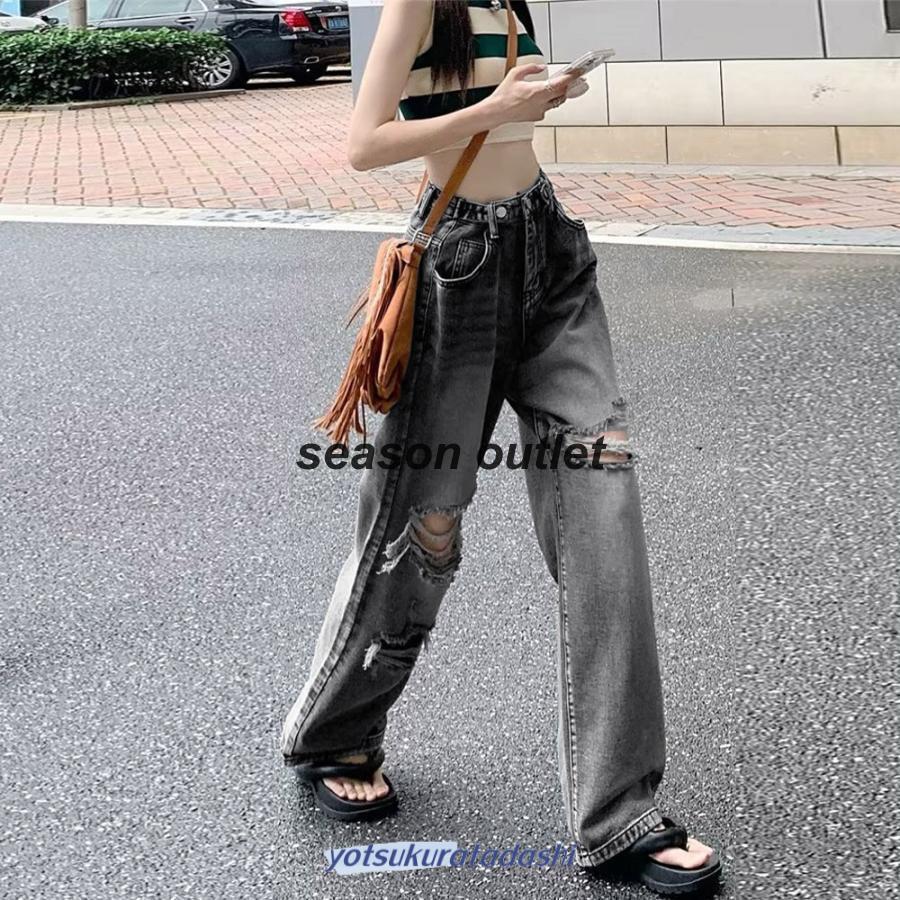 ししまる 8/25 L ダメージパンツ ダメージジーンズ レディースデニムパンツ : 四倉忠ショップ