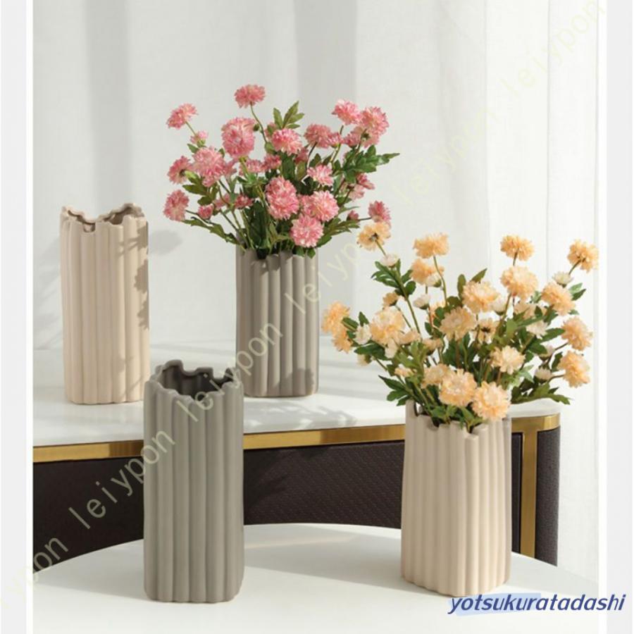 陶器 花瓶 大きい マット 陶磁器 セラミック フラワーベース 円柱 円形