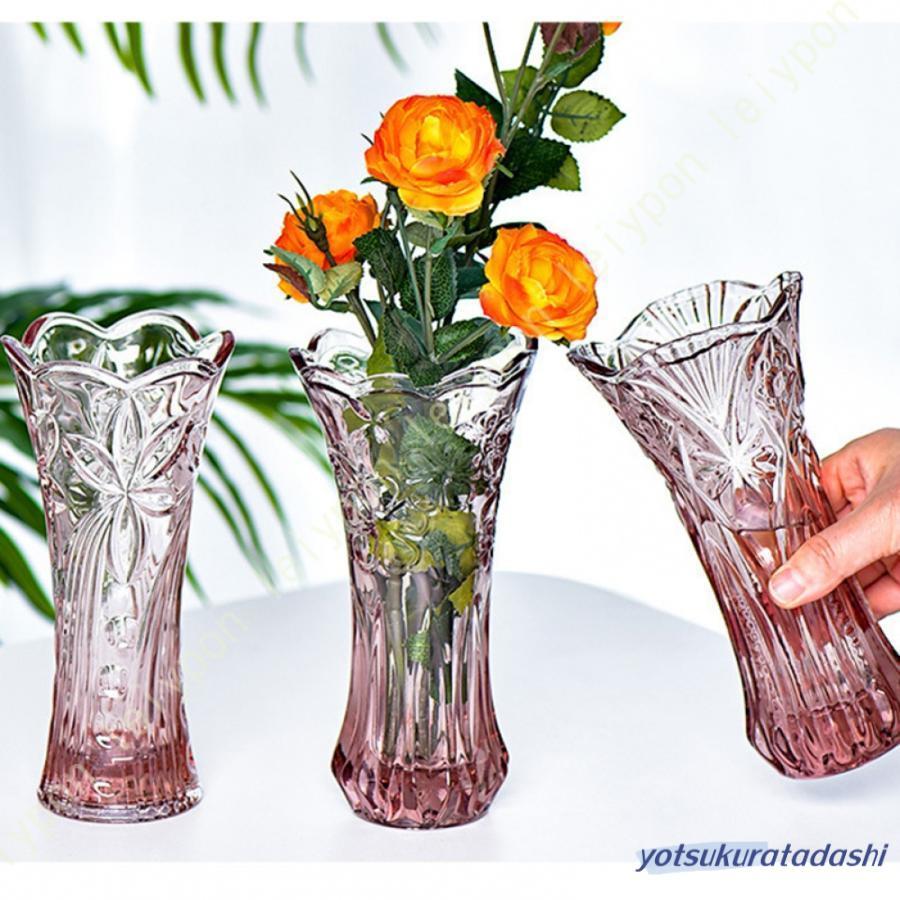 爆買 花瓶 ガラス レッド 花器 19.4cm フラワーベース ガラスベース