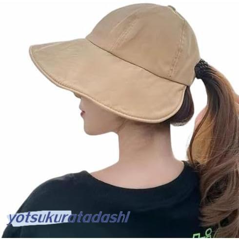 一二の用品店　いつもの帽子　バケットハット サイズ調整可 レア 大きなつば 帽子 ポニーテール穴付き ハット バケットハット