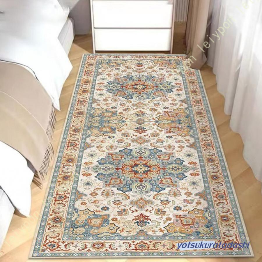 玄関マット 室内 屋内 おしゃれ ペルシャ風 ラグマット ペルシャ柄 ロングマット 柄 花の模様 レッド ベージュ グレー クラシック ...