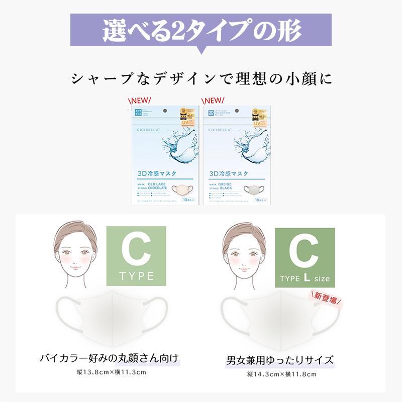 CICIBELLA 冷感マスク 20枚 立体 3Dマスク 立体マスク 不織布マスク