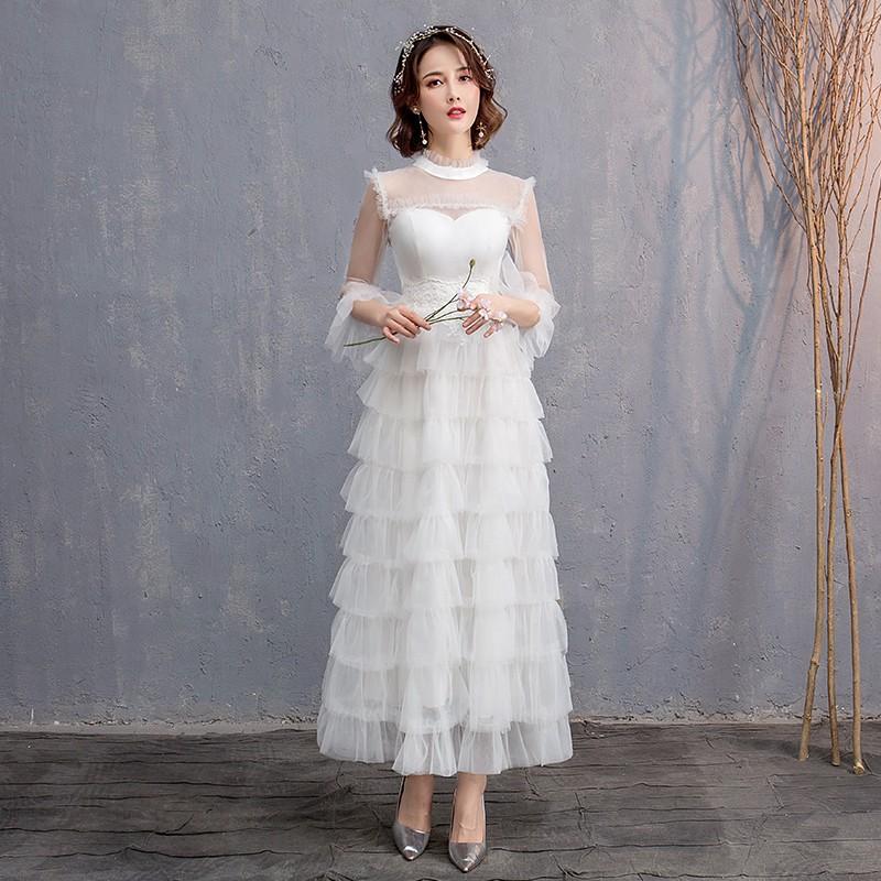 好評 ウェディグドレス 長袖 ミニ丈ドレス 二次会 花嫁 パーティドレス 結婚式 白 ワンピース 演奏会 大きいサイズ 小さいサイズ ドレス 発表会 安い 送料無料 超目玉 Www Doctor Plan Com