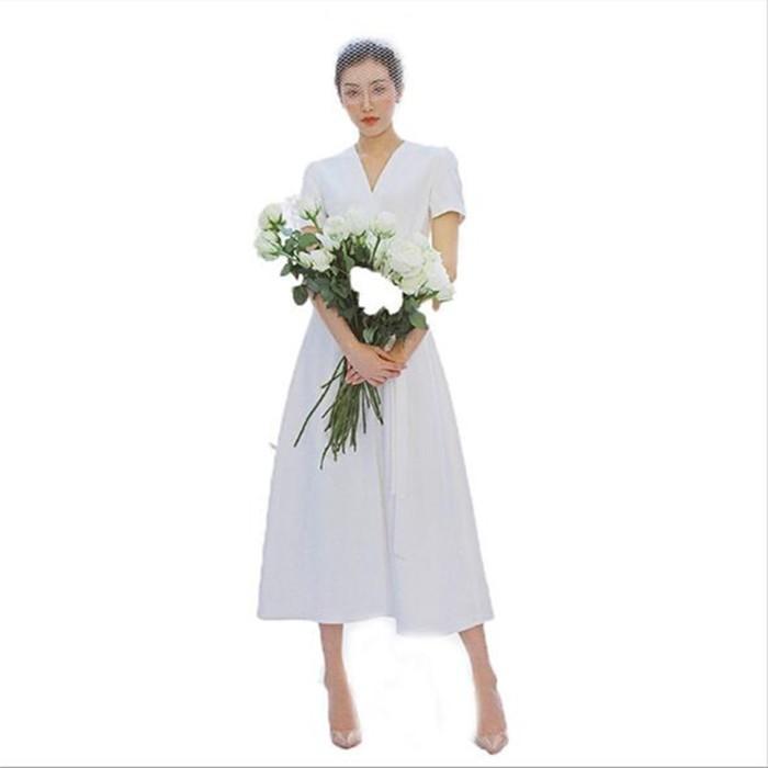 格安 ウェディグドレス 半袖 ミモレ丈 二次会 花嫁 パーティドレス 結婚式 白 ワンピース 演奏会 大きいサイズ 小さいサイズ ドレス 発表会 安い 送料無料 新品本物 Smmacademy Ru