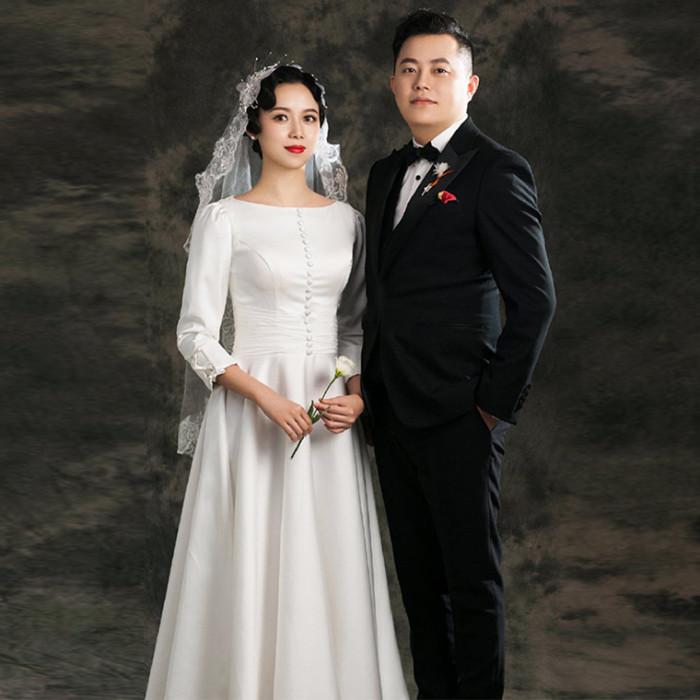 ウェディグドレス 長袖 おしゃれ お呼びばれ ドレス パーティドレス ミモレ丈 ロング丈 ワンピース 二次会 前撮り 大きいサイズ 演奏会 発表会 結婚式 花嫁 新品 送料無料 ミモレ丈