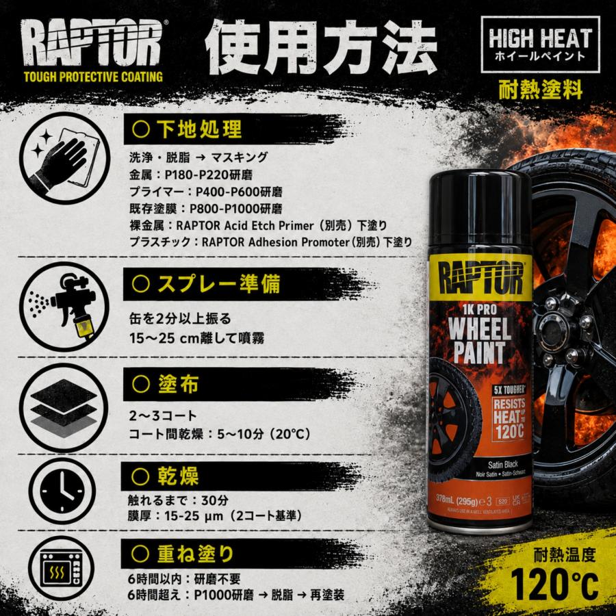 塗料】ラプターライナー耐熱塗料 ホイールペイント 120℃（グロス