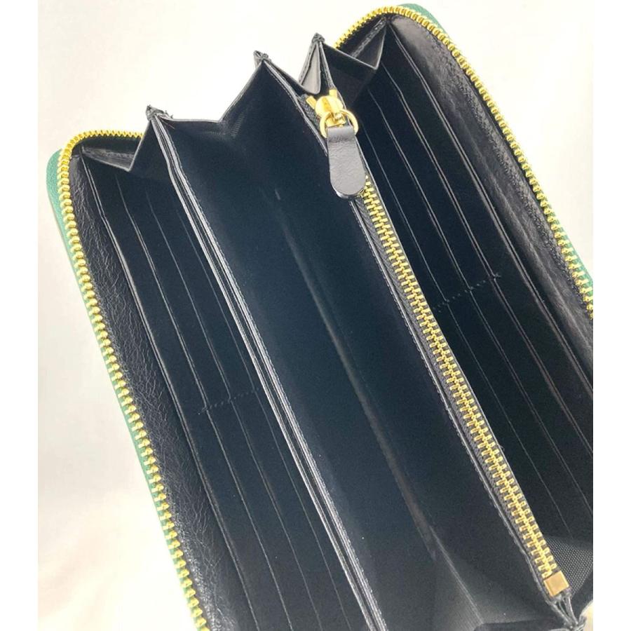 本店は 緑の牛革財布 堅牢なアメリカ産ヌメ革 ラウンドファスナー 長財布 金運財布の新定番色 深緑 Ykk金色ファスナー 内部 マチ 黒 大注目 Cataractresearch Org