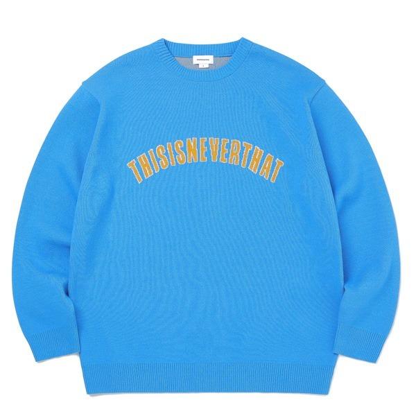 在庫限り Thisisneverthat ディスイズネバーザット Tn21skw003arc ロゴジャガードセーター ブルー L 値引 Www Thedailyspud Com
