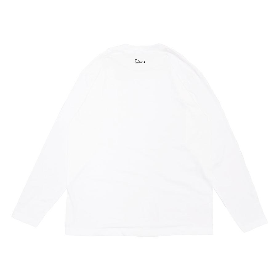 長袖Tシャツ カットソー トップス メンズ レディース ユニセックス かわいい デザイン ゆびハート ピース ワンポイント S/S TEE ホワイト 白｜you-s｜02