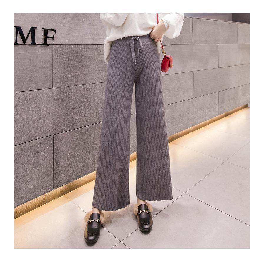 リブニットワイドパンツ ニットパンツ 秋 春 レディース ウエストゴム きれいめ 大人可愛い 韓国 おしゃれ シンプル 無地 冬 リブ ワイドパンツ |  | 05