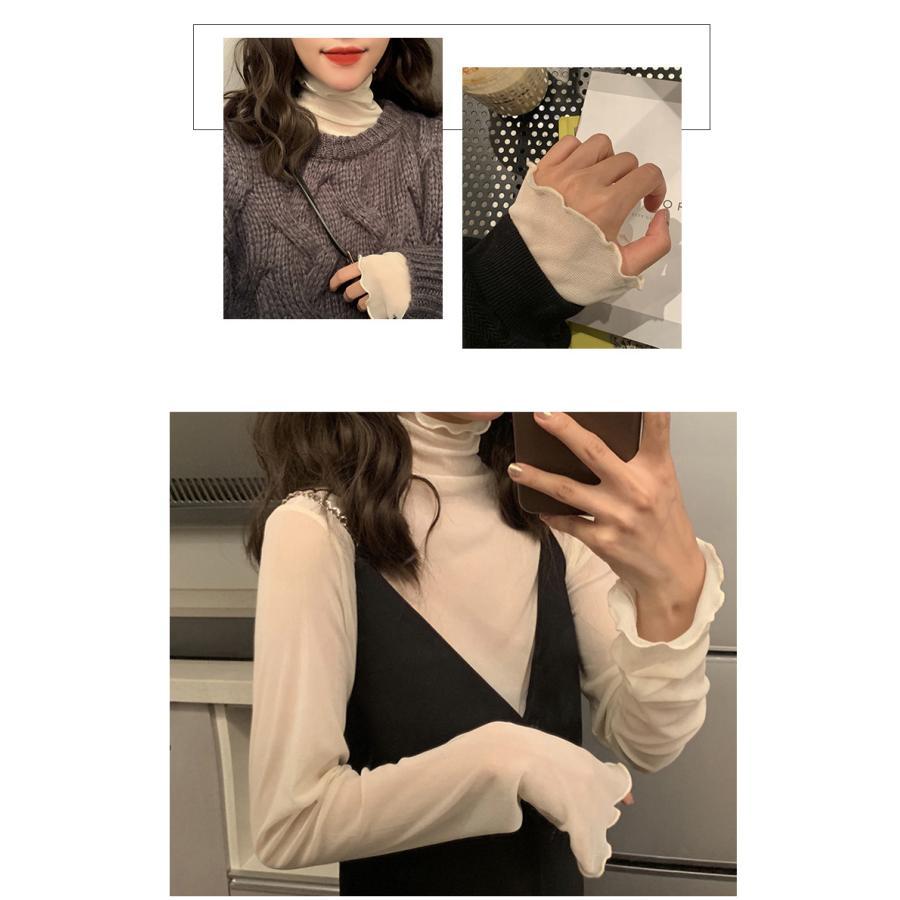 シースルートップス  レディース ハイネック レイヤード インナー 重ね着 韓国ファッション おしゃれ レース |  | 07