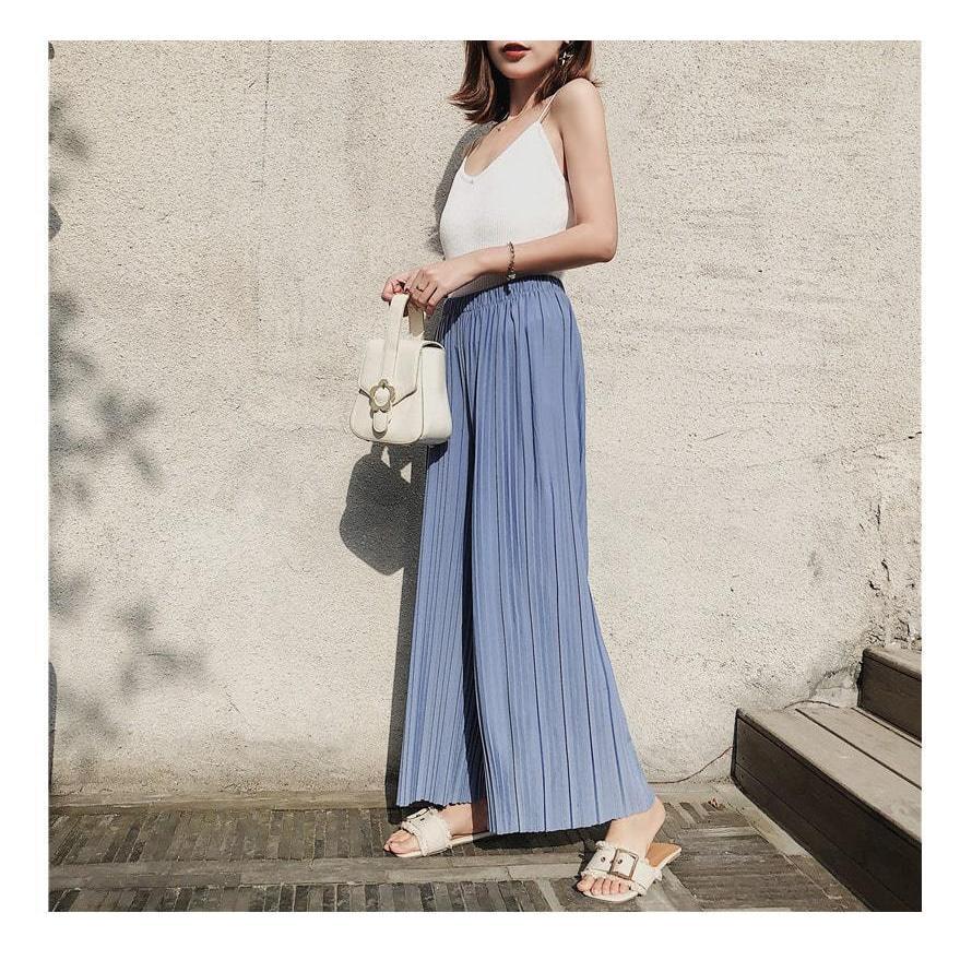 プリーツ ワイドパンツ 夏 プリーツパンツ レディース ウエストゴム きれいめ 大人可愛い 韓国 おしゃれ シンプル 無地 |  | 08