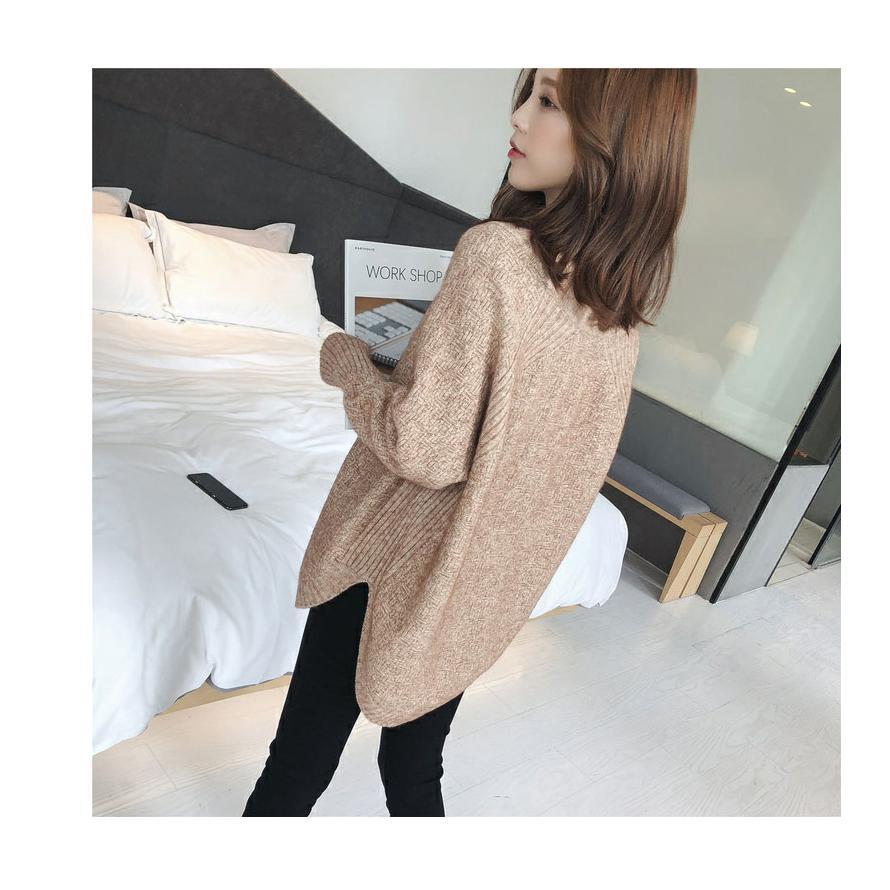 Vネックロングニット トップス 長袖 お尻丈 上品 Vネック 体型カバー シンプル 重ね着 デイリー 韓国ファッション おしゃれ 秋冬コーデ |  | 12