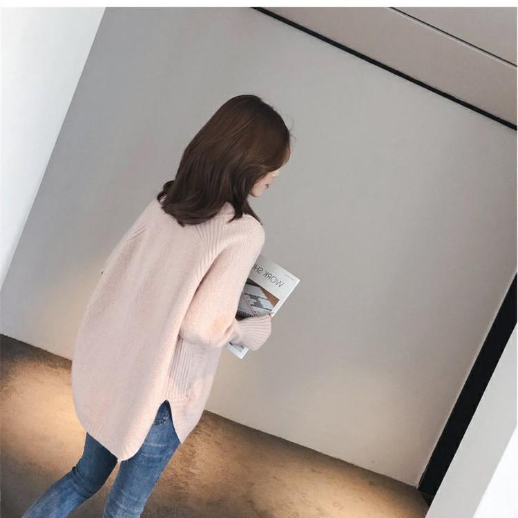 Vネックロングニット トップス 長袖 お尻丈 上品 Vネック 体型カバー シンプル 重ね着 デイリー 韓国ファッション おしゃれ 秋冬コーデ |  | 19