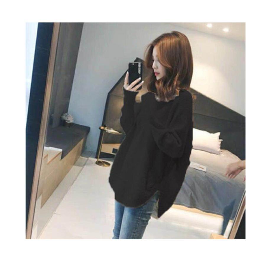 Vネックロングニット トップス 長袖 お尻丈 上品 Vネック 体型カバー シンプル 重ね着 デイリー 韓国ファッション おしゃれ 秋冬コーデ |  | 01