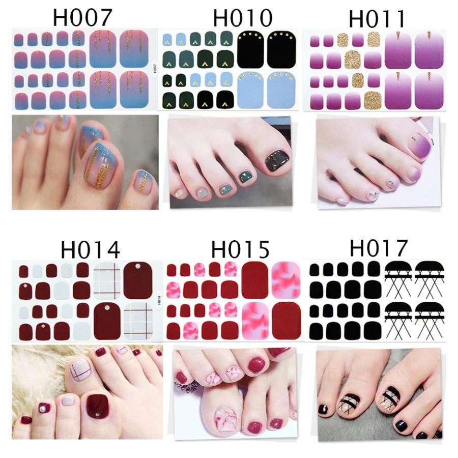 フットネイルシール 2+2 フルカバー 貼るだけ 簡単 無地 ラメ ハート ネイルアート セルフネイル ペディネイル 韓国風 ネイルシール 脚 |  | 02