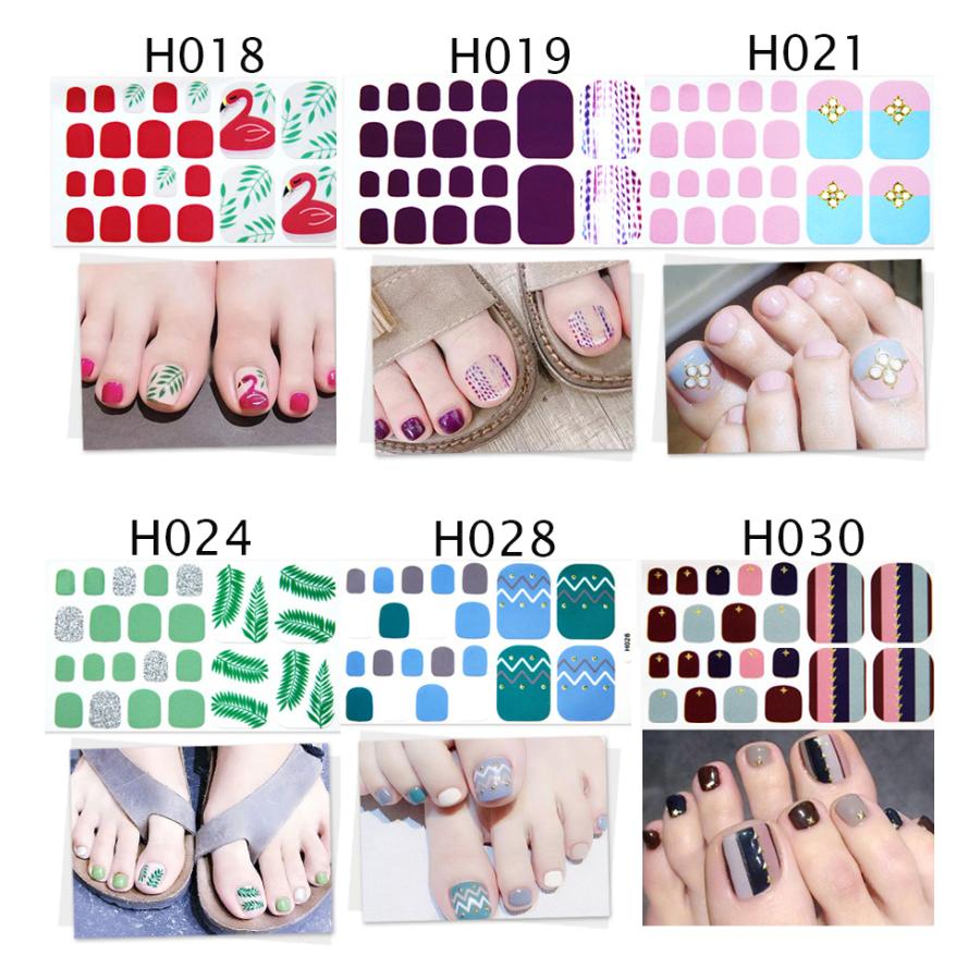 フットネイルシール 2+2 フルカバー 貼るだけ 簡単 無地 ラメ ハート ネイルアート セルフネイル ペディネイル 韓国風 ネイルシール 脚 |  | 03