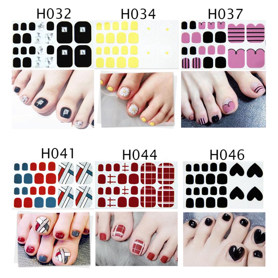 フットネイルシール 2+2 フルカバー 貼るだけ 簡単 無地 ラメ ハート ネイルアート セルフネイル ペディネイル 韓国風 ネイルシール 脚 |  | 04