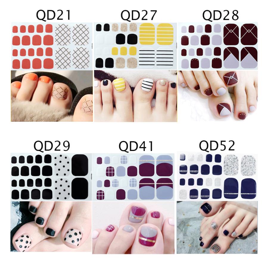 フットネイルシール 2+2 フルカバー 貼るだけ 簡単 無地 ラメ ハート ネイルアート セルフネイル ペディネイル 韓国風 ネイルシール 脚 |  | 09