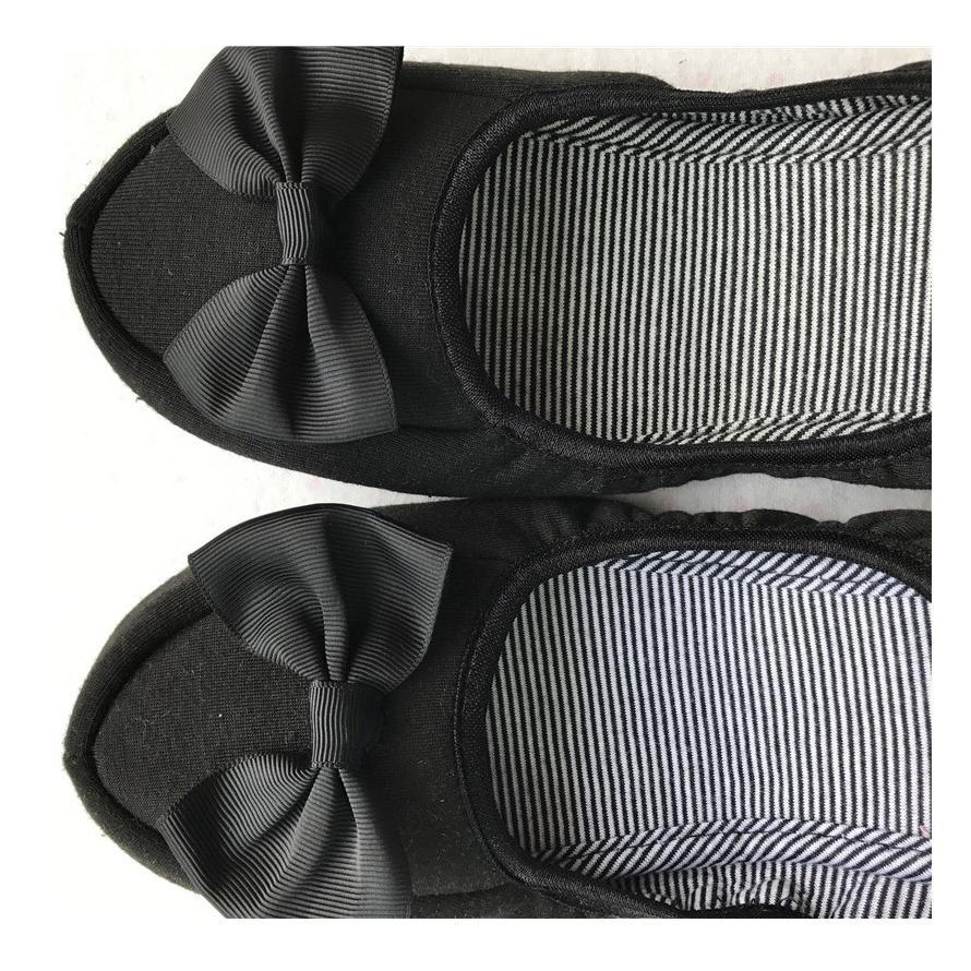 携帯用スリッパ おしゃれ 折り畳みスリッパ リボン 収納ポーチ付き 室内履き ルームシューズ |  | 02