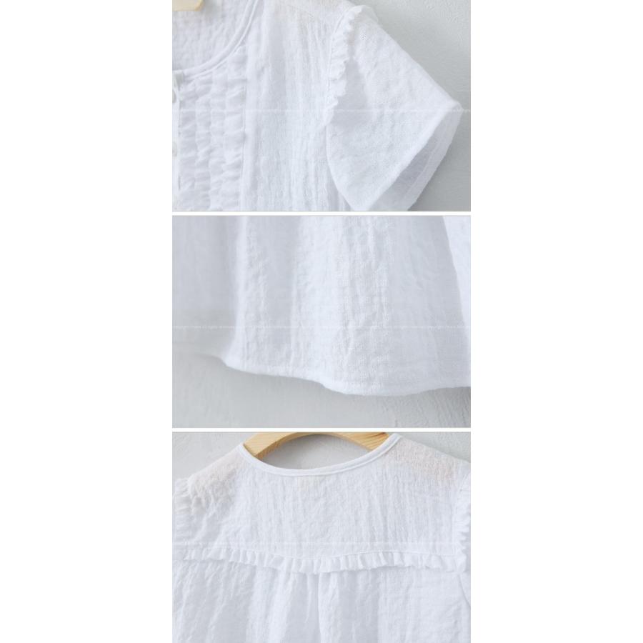 ブラウス　夏用半袖　通気性と肌触りの良い定番アイテム　memene ピンタックフリルブラウス クリックポストＯＫ |  | 04