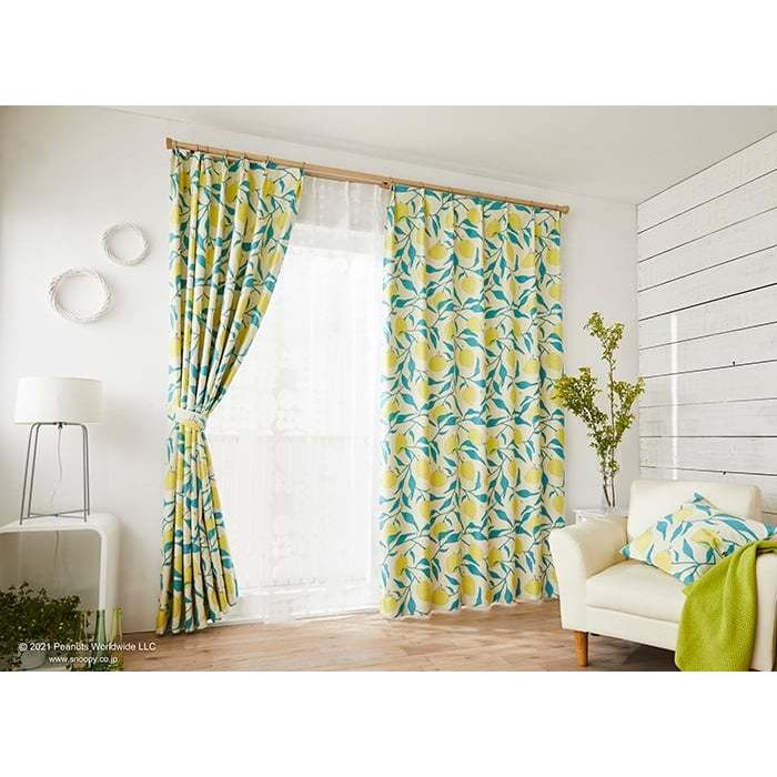 キャラクター デザインカーテン 洗える 遮光 日本製 スヌーピー ピーナッツ おしゃれ 幅200×丈260cm以内でサイズオーダー P1040 キャンプレモン (S) 爆買 | PEANUTS | 02