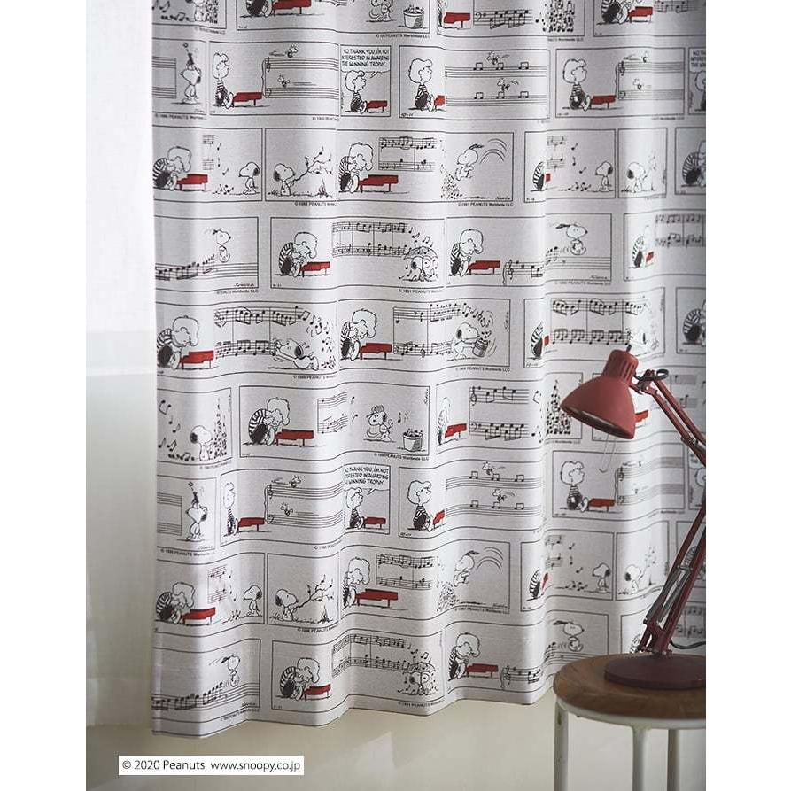キャラクター デザインカーテン 洗える 遮光 日本製 スヌーピー ピーナッツ おしゃれ 幅200×丈260cm以内でサイズオーダー P1013 シュローダー&ピアノ (S)｜youai｜04