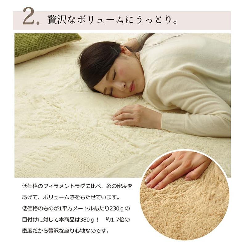 イケヒコ 手洗いOK さらふわタッチ ラグ 長毛フィラメント 裏面不織布