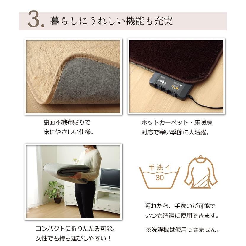 イケヒコ 手洗いOK さらふわタッチ ラグ 長毛フィラメント 裏面