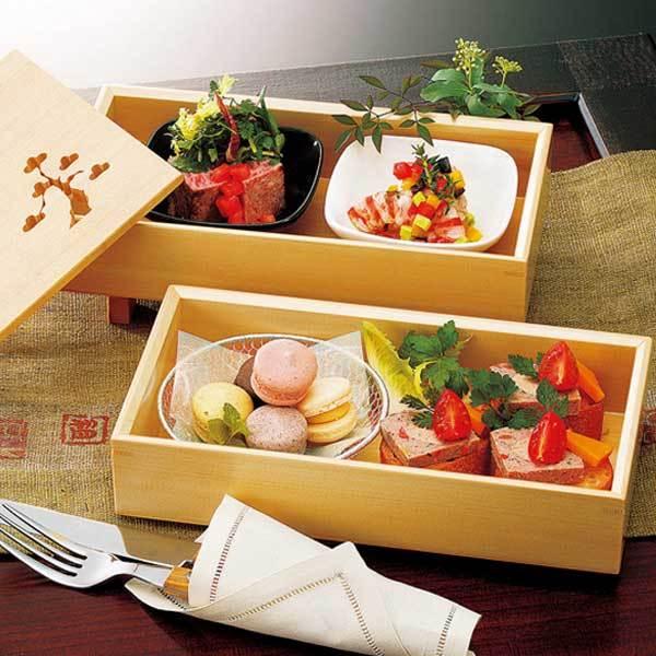 檜 松風 二段弁当 24x12.8xH12.5cm : 天然素材の雑貨ようび堂Yahoo!店