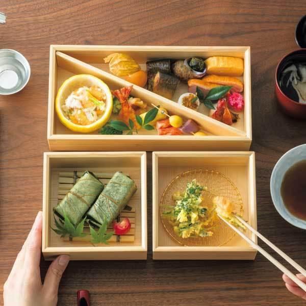 木曽檜 二段 箱膳 26x13xH11cm : 天然素材の雑貨ようび堂Yahoo!店