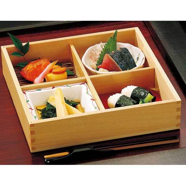 檜 松花堂弁当 仕切付 27.2x27.2xH6.5cm : 天然素材の雑貨ようび堂