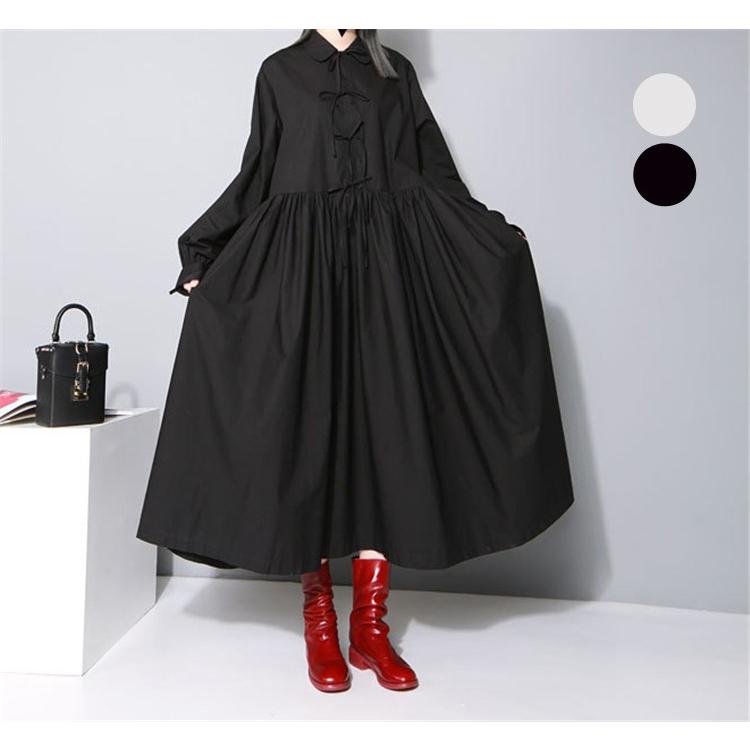 シャツワンピース 秋 ロング丈 レディース 冬 ワンピース チュニック