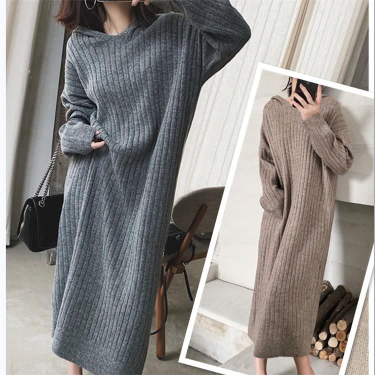 ニットワンピース ロング丈 秋 レデース ワンピース 長袖 ロングワンピース 秋冬 体型カバー シンプル フード付き パーカーワンピース お洒落 通勤 30代 40代 Cd Ac 0060 Youdear 通販 Yahoo ショッピング