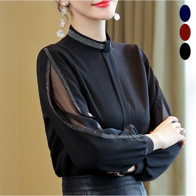 送料無料 ブラウス レディース オフィス トップス シフォンブラウス 長袖 春 秋 冬 きれいめ 透かし雕り バルーンスリーブ 大人 可愛い 通勤 Ol 黒 シフォン Cd Ad 0090 Youdear 通販 Yahoo ショッピング